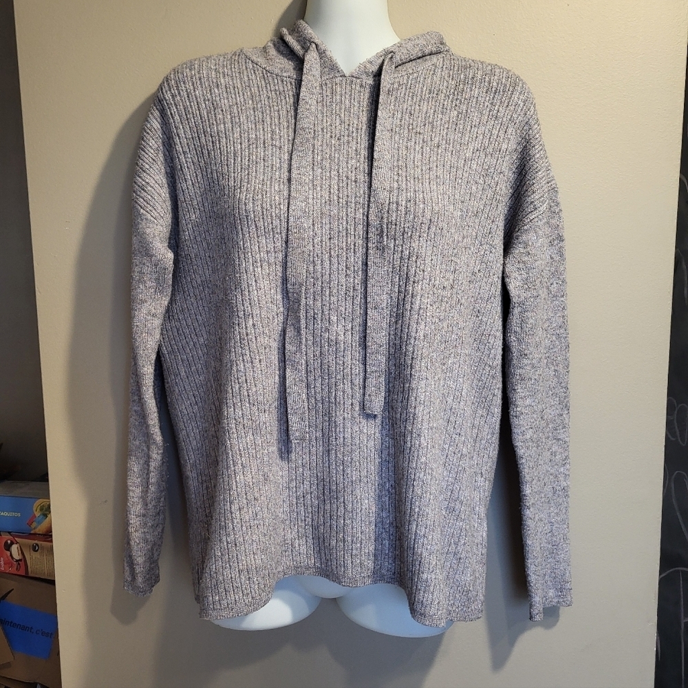 Denver Hayes Heathered Gray Women's Hooded Sweater, Size Medium